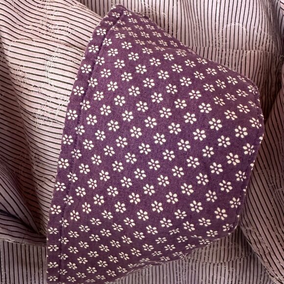 Cropped Bugatchi Button Up Shirt Medium Embroidered-Look Jacquard Purple Stripe - Picture 4 of 6